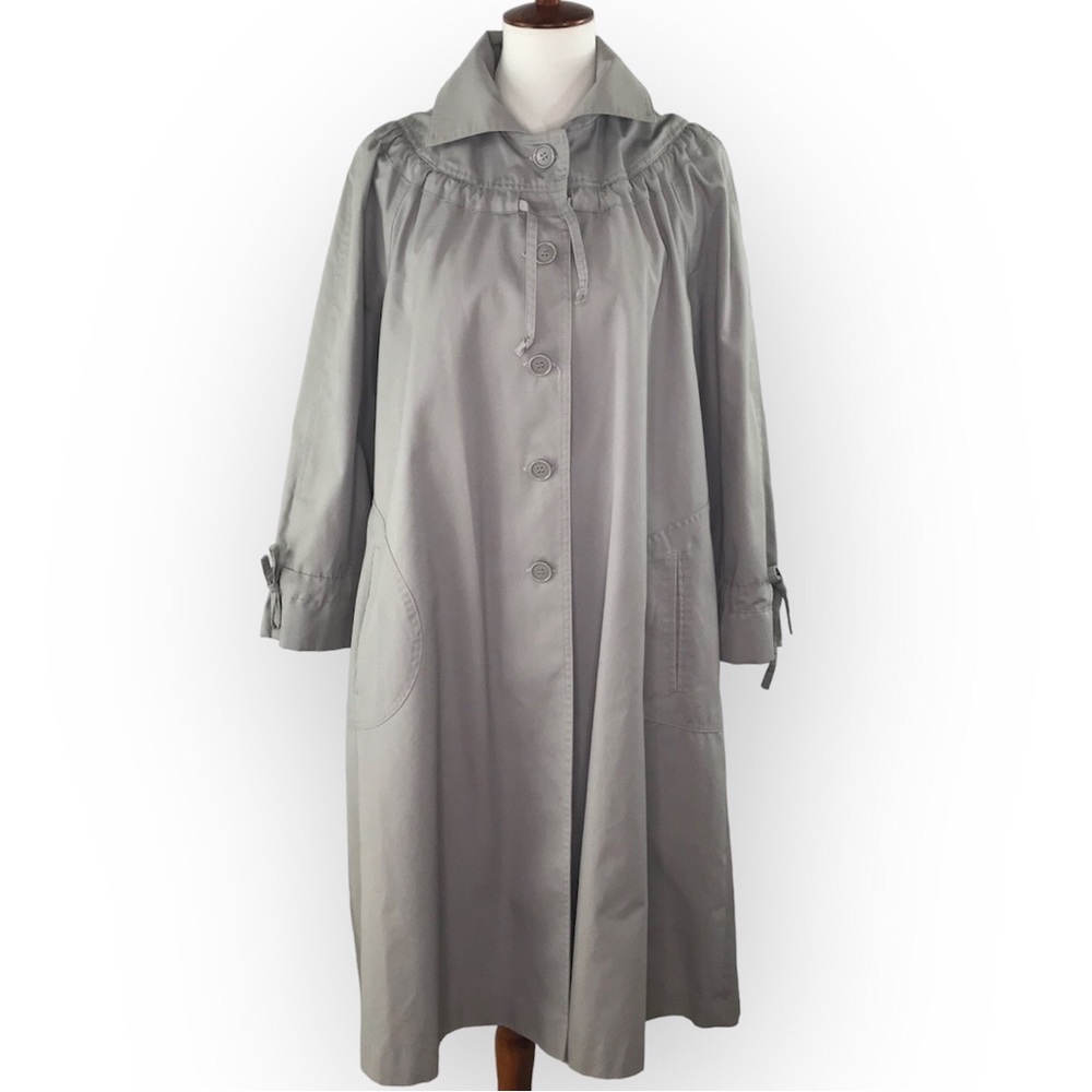 Vintage Nordstrom Town Square Grey Longline Rain Trench Coat
